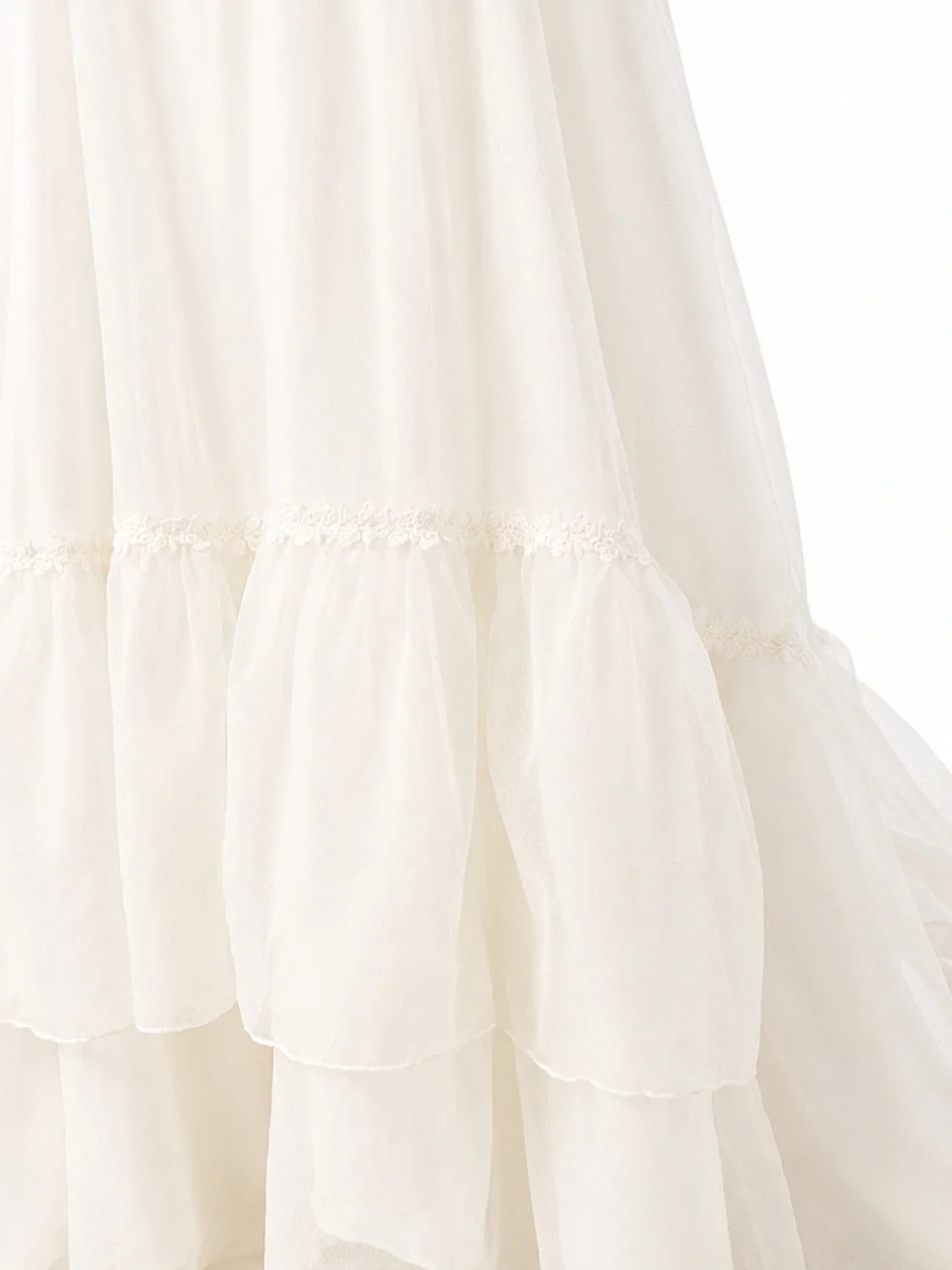 Vintage| Elegant White Lace High-Neck Wedding Dress - Picture 4 of 8
